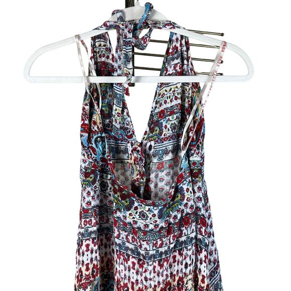 Raga Revolve Riviera Vibe Maxi Halter Dress Patchwork Paisley Boho Cottage Large - Picture 11 of 15